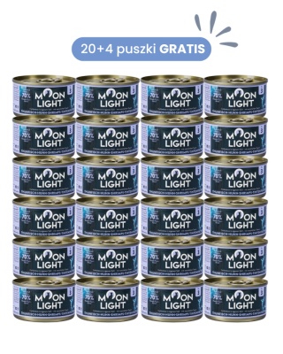 MOONLIGHT DINNER nr 3 ZESTAW PROMOCYJNY 20+4 puszki GRATIS - tuńczyk kurczak krewetki i kałamarnica 80g