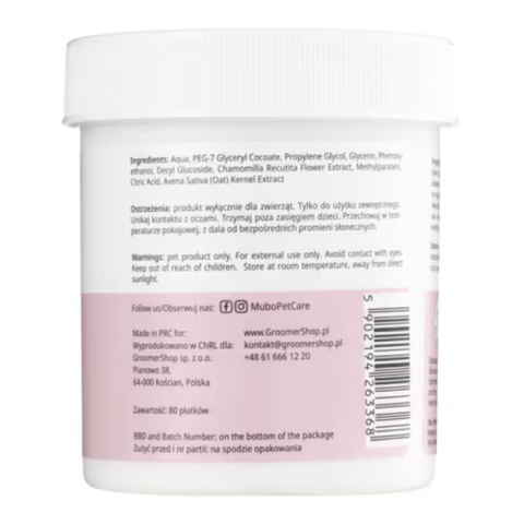 Mubo Perfect Eye Tear Stain Eye Wipes - płatki do usuwania zacieków i przebarwień pod oczami psa i kota 80 szt.