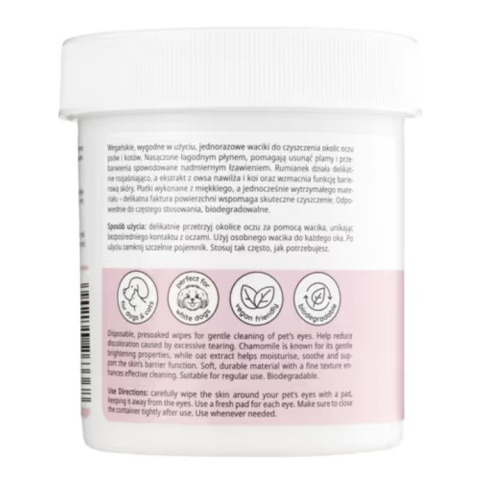 Mubo Perfect Eye Tear Stain Eye Wipes - płatki do usuwania zacieków i przebarwień pod oczami psa i kota 80 szt.