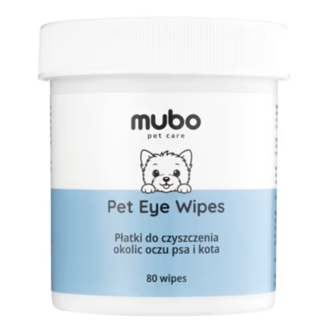 Mubo Pet Eye Wipes - jednorazowe płatki czyszczące do okolic oczu psa i kota 80szt.