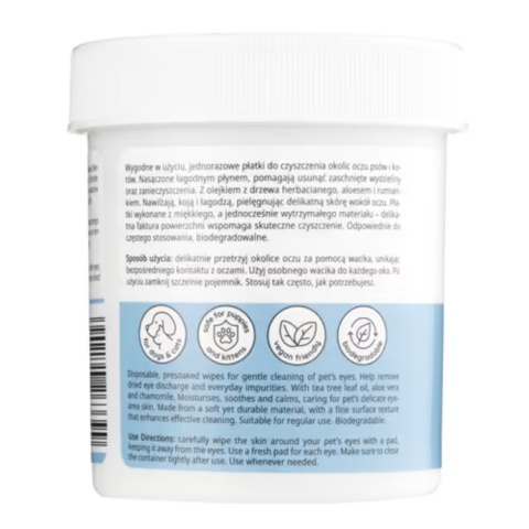 Mubo Pet Eye Wipes - jednorazowe płatki czyszczące do okolic oczu psa i kota 80szt.