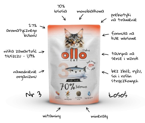 Ollo Cat nr 3 Salmon Łosoś - mokra karma dla kota 85g