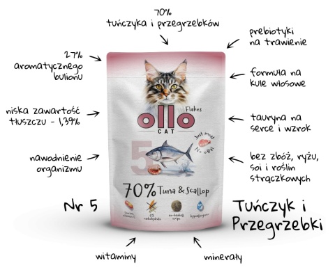 Ollo Cat nr 5 Tuna Scallop Tuńczyk i Przegrzebki - mokra karma dla kota 85g