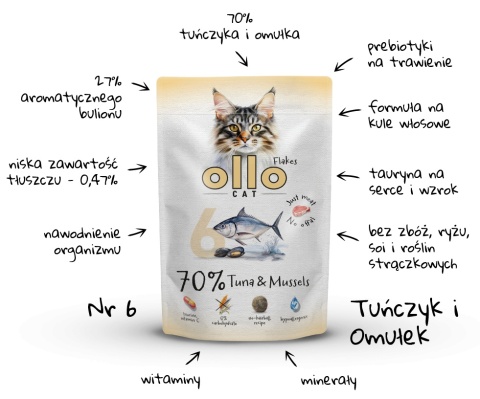 Ollo Cat nr 6 Tuna Mussels Tuńczyk i Omułek - mokra karma dla kota 85g