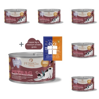 PERROland CATering Pstrąg zestaw 6x185g - karma mokra dla kota + topper 8g w losowym smaku gratis