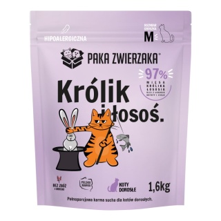 Paka Zwierzaka Królik i łosoś (krótka data) - karma sucha dla kota rozmiar M 1,6kg
