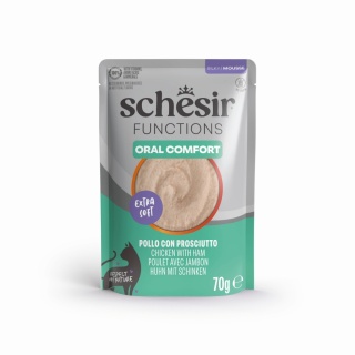 Schesir Functions Oral Comfort z kurczakiem i szynką - mus dla kota 70g
