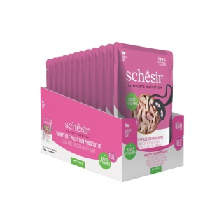 Schesir Tuna Chicken Ham in Jelly 12x85g tuńczyk z kurczakiem i szynką w galarecie - karma dla kota zestaw