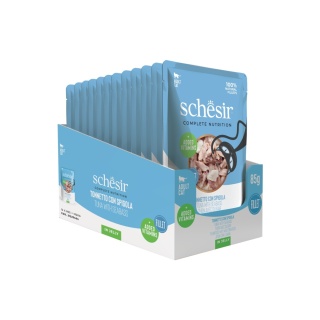 Schesir Tuna Seabass Fillet in Jelly 12x85g tuńczyk i okoń morski w galarecie - karma dla kota zestaw