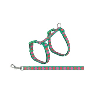 Trixie Szelki dla dużego kota ze smyczą flower power green 35-59 cm/13 mm
