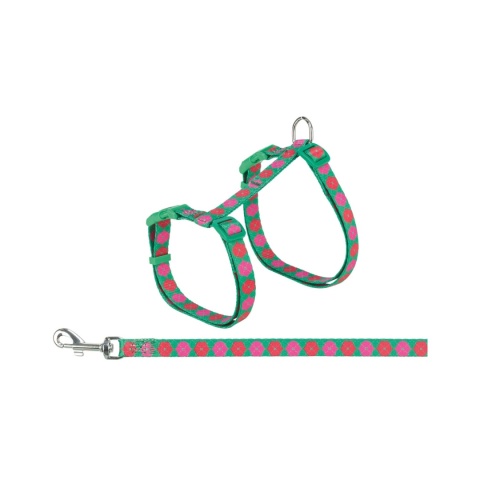 Trixie Szelki dla dużego kota ze smyczą flower power green 35-59 cm/13 mm