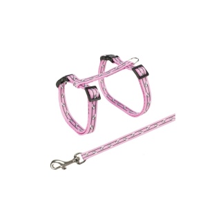 Trixie Szelki ze smyczą dla kota różowe z motywem w kotki 27-45 cm