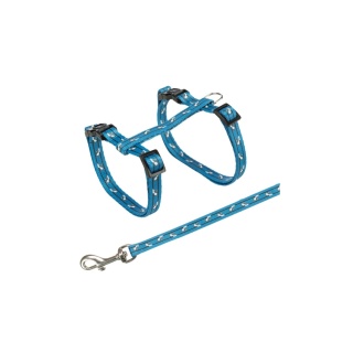 Trixie Szelki ze smyczą dla kota niebieskie z motywem w kotki 27-45 cm