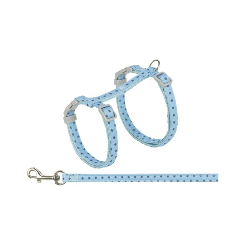 Trixie Szelki ze smyczą dla kota niebieskie w kropki 28-45 cm