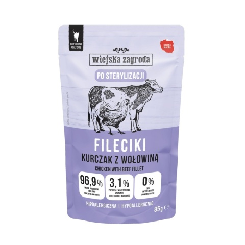 Wiejska Zagroda Fileciki Kurczak z wołowiną dla kota 85g