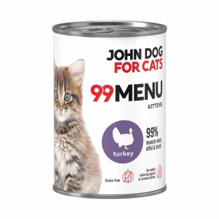99 MENU John Dog for Cats Kitten kurczak i indyk - karma mokra dla kociąt 400g