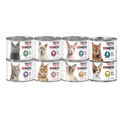 99 MENU John Dog for Cats zestaw próbny dla kota MIX 8x200g