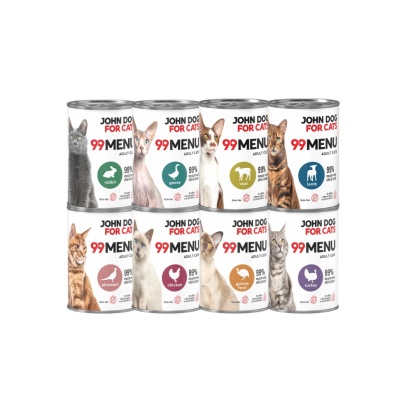 99 MENU John Dog for Cats zestaw próbny dla kota MIX 8x400g
