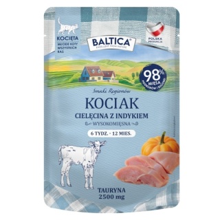 BALTICA SMAKI REGIONÓW KOCIAK cielęcina z indykiem - karma dla kociąt 100g