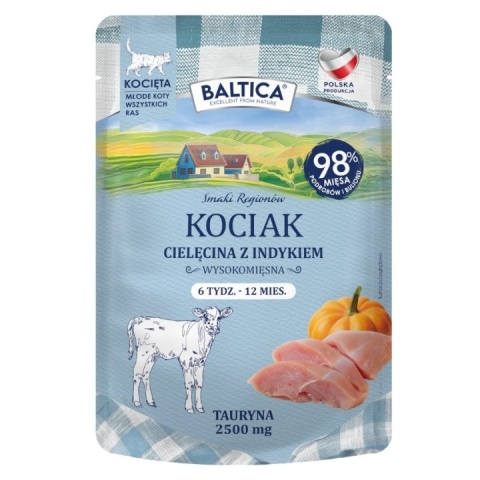 BALTICA SMAKI REGIONÓW KOCIAK cielęcina z indykiem - karma dla kociąt 100g