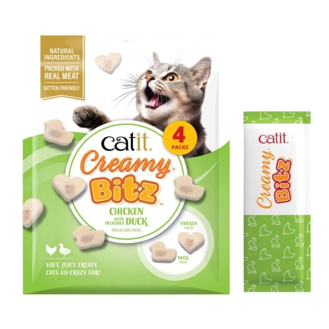 Catit Creamy Bitz kurczak z kaczką - miękki przysmak dla kota 4x12g