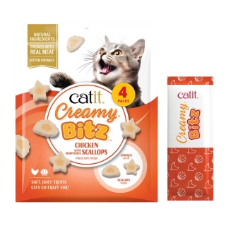 Catit Creamy Bitz kurczak z przegrzebkami - miękki przysmak dla kota 4x12g