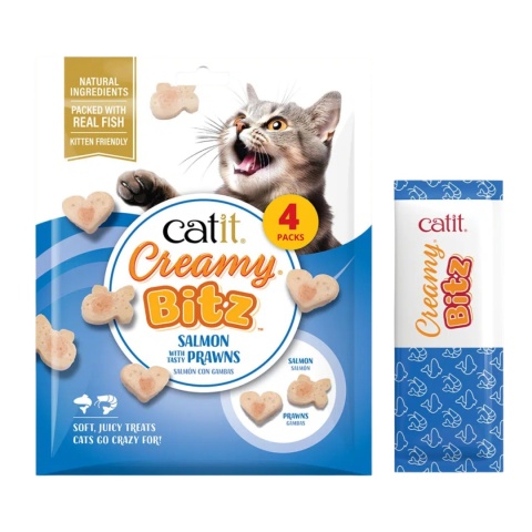 Catit Creamy Bitz łosoś z krewetkami - miękki przysmak dla kota 4x12g