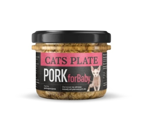 Cats Plate for Baby Pork - karma z mięsa wieprzowego dla kociąt 180g