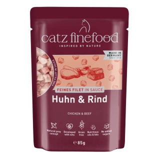 Catz Finefood Feines Filet Kurczak i wołowina fileciki w sosie - mokra karma dla kota 85g