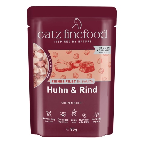 Catz Finefood Feines Filet Kurczak i wołowina fileciki w sosie - mokra karma dla kota 85g