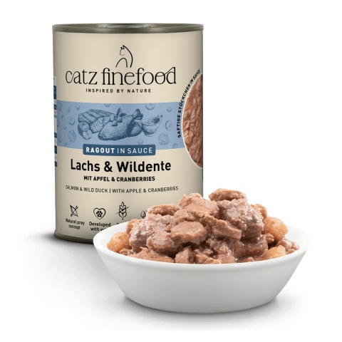 Catz Finefood Ragout N.605 Łosoś i dzika kaczka - karma dla kota w sosie 380g