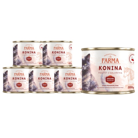 FARMA Konina zestaw 6x200g - karma mokra dla kota monobiałkowa
