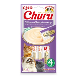 INABA CHURU Kremowe przysmaki dla kotów 4x14g - kurczak & krewetki