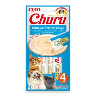 INABA CHURU Kremowe przysmaki dla kotów 4x14g - tuńczyk & przegrzebki