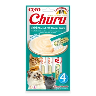 INABA CHURU Kremowe przysmaki dla kotów - kurczak & krab 4x14g