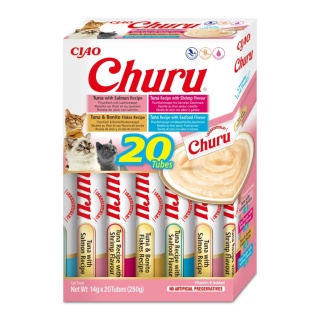 INABA Cat Churu Varieties Seafood - kremowe przysmaki dla kotów z owocami morza 20x14g