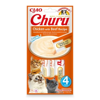 INABA Churu Chicken with Beef - kurczak z wołowiną - przysmaki dla kotów 4x14g
