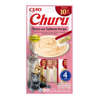 INABA Churu SENIOR Tuna Salmon kremowe przysmaki dla kotów - tuńczyk łosoś 4x14g