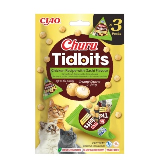 Inaba Churu TIDBITS CHICKEN DASHI 3x12g - przysmak dla kota z kurczakiem i bulionem dashi
