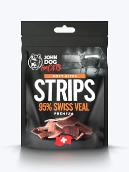 John Dog for Cats Cielęcina szwajcarska w paskach - miękki przysmak dla kota 45g