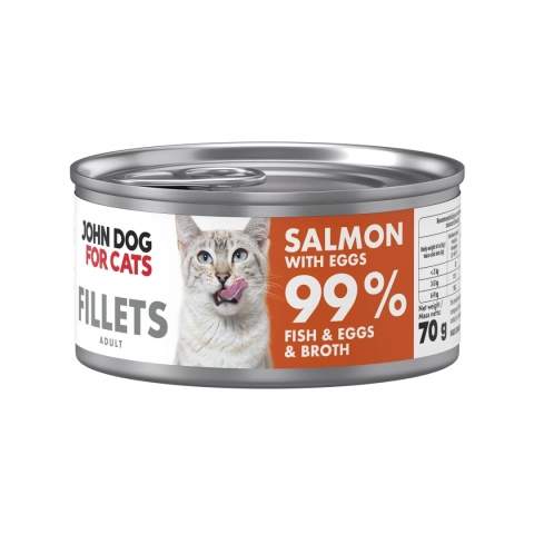 John Dog for Cats Filety Łosoś i Jajka 70g - karma mokra dla kota pełnoporcjowa