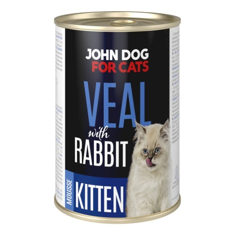 John Dog for Cats Kitten mus cielęcina i królik - karma mokra dla kociąt 400g
