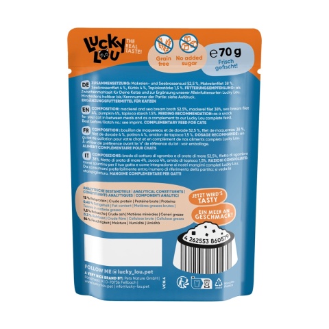 Lucky Lou Extrafood Makrela i dorada w bulionie 70g