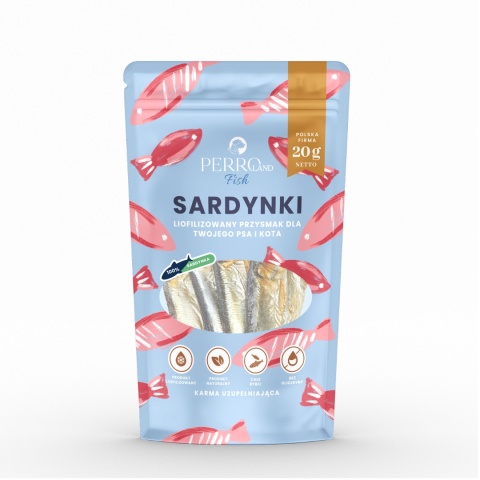 PERROland FISH Sardynki liofilizowane przysmak dla psów i kotów 20g