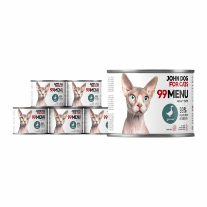 Pakiet 99 MENU John Dog for Cats kurczak i gęś - karma mokra dla kota 6x200g