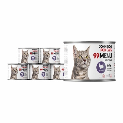 Pakiet 99 MENU John Dog for Cats kurczak i indyk - karma mokra dla kota 6x200g