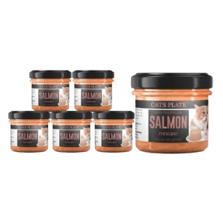 Zestaw Cats Plate Salmon mousse - mus z łososia dla kotów 6x100g