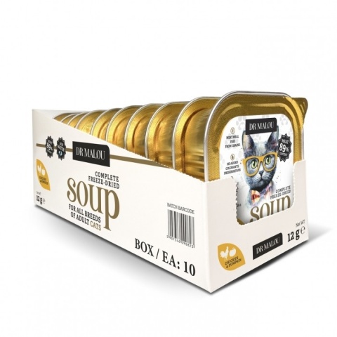 Zestaw Dr Malou Soup kurczak z dynią dla kotów 10x12g