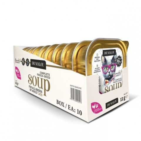 Zestaw Dr Malou Soup kurczak z żurawiną urinary dla kotów 10x12g