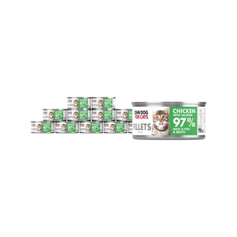 Zestaw John Dog for Cats Filety Kurczak i Łosoś 12x70g dla kociąt